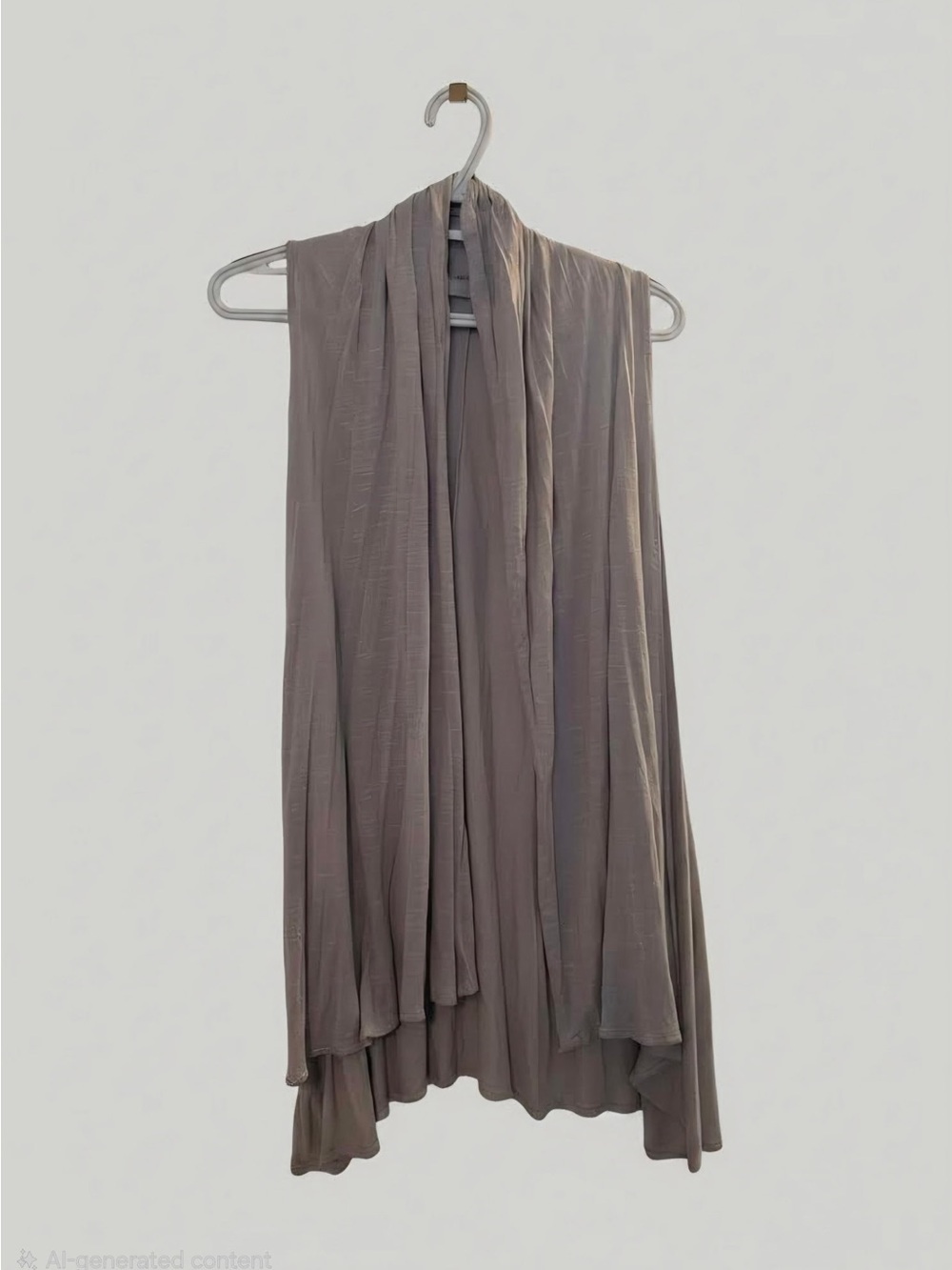 Draped Sleeveless Cardigan Vest - Taupe